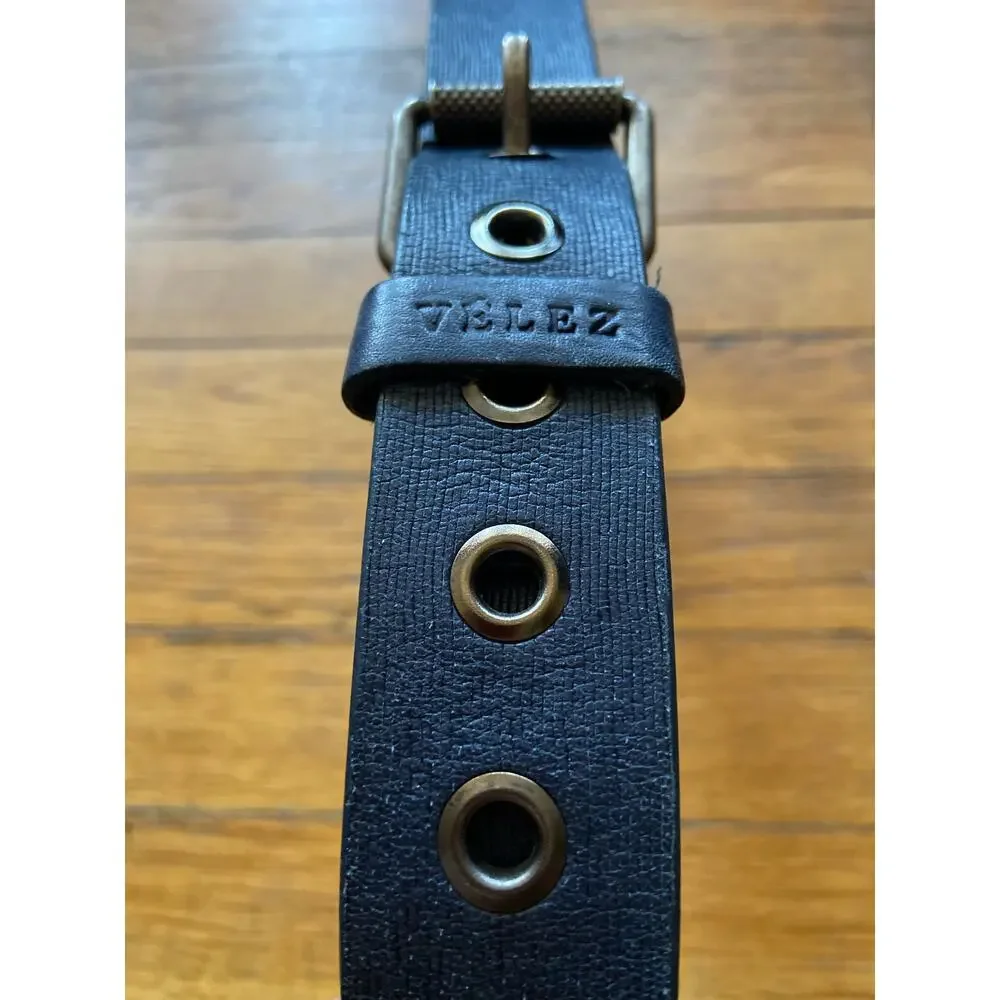 VELEZ Blue Leather Belt Mens sz 38